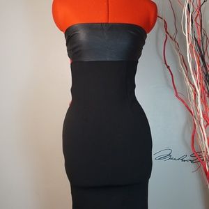 Black Tube Top Fitted Dress with Open Back